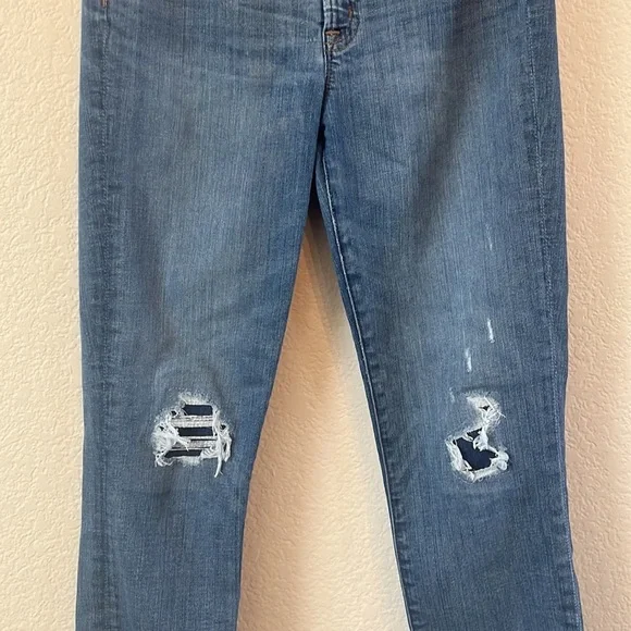 J Crew Denim Jean Pants 9 Inch High Rise Toothpick Distressed Blue size 27 - Picture 4 of 10